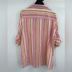 Fresh Produce  Shirt Womens Multicolor Stripe Button Up Cotton Tab Sleeve Xl Photo 8
