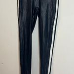 Spanx - Faux Leather Side Stripe Leggings Black White Photo 0