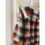Hayden LA Large Dress Western Rust Red Blue Plaid Flannel Lace Up 3/4 Sleeves Photo 3