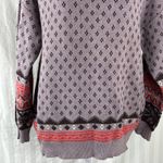 Boutique Knit Sweater Pullover Ribbed Crew Neck Purple Aztec Women’s Size Large Photo 4
