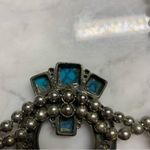 VTG Sancrest Costume Squash Blossom Necklace Faux Turquoise Southwest 30” Silver Photo 6