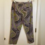 J.Crew 🌞 Black/Yellow/Lilac/Turquoise Paisley Print Cafe Capri’s A Photo 4