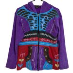 Rising International Hoodie Womens Large Purple Floral Hippie Embroidered Nepal Photo 0