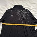 Vintage Black spider web turtleneck long sleeve handkerchief hem top Size large Photo 5