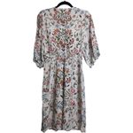 Anthropologie Anthro Laia White Floral 3/4 Sleeve V-Neck Midi Dress Turkey Botanical Size 4 Photo 3