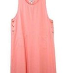 New Amy K Su AKS Tencel Pinafore Jumper Maxi Buttoned Pockets Pink Dress L Size L Photo 0