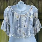 Alythea  off the shoulder flutter sleeve floral crop blouse Photo 1