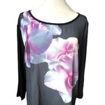 Ava James Elegant Black Tunic with Pink Floral Design Xlarge Photo 1