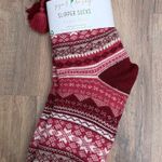 Gyal Bashy Red Fair Isle Slipper Socks Sherpa Lined Non Photo 0
