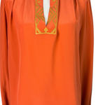 Winter Kate limited edition embroidered silk Anjali plunge blouse Size XS Orange Photo 0