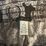 IMAN Easywear Pants SZ LG Brown Gold Trim Paisley Slinky Wide Leg Elastic Waist Photo 6