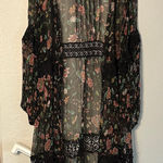 Torrid Maxi Floral Black Sheer Open Kimono Cover Dress Lattice Witchy Goth 4X Photo 0