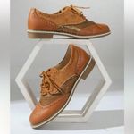 Ladies High Quality Boyfriend, Flat Platform Lace Up Dress Casual Ladies Shoe Tan Size 8.5 Photo 4