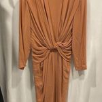 Anne Klein Stunning vintage apricot silk twist front power dress luxury midi Photo 0