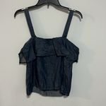 Banana Republic  Women’s Denim Chambray Ruffle Sleeveless Crop Top Size S Photo 4