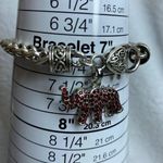 Silver Color Bracelet Elephant Charm Red Rhinestone Alabama Crimson Tide Fan Photo 9