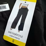 NEW SoundStyle Linen Pants Black Relaxed Comfortable Elasticized Waist Photo 7