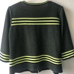 Ming Wang  Neon Yellow Black Zipper Swing Jacket Stripes Photo 2