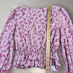 Majorelle  Chrissa Mauve‎ Pink Ditsy Floral Ruffle Blouse Crop Vneck Revolve Sz M Photo 4