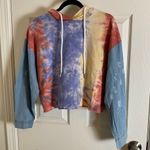 Like an angel pullover cropped hoodie, tie-dye, light denim sleeves Size large Photo 0