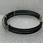 925 5 Carat Peridot Black Twisted Cable Band Bangle Bracelet Photo 1