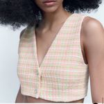 ZARA  CROPPED WAISTCOAT WITH RHINESTONE BUTTON Size Medium NWT Photo 0