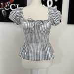 Madewell #55 NWT  Tiered Peplum Top in Black/White Photo 1