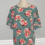 NEW "C" women's small green/floral ruffle sleeve short sleeve BOUTIQUE top Photo 0