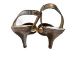 ALDO  | Silver Sling Back Heels Size 8.5 Strappy Metallic Prom Formal Shoes Photo 3