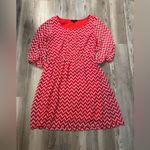 Espresso Red and White Chevron Casual Dress Size M Photo 0
