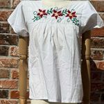 Handmade Mexican Pueblo embroidered poinsettia top / XS / Good condition* Photo 0