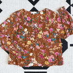 Cupcakes and Cashmere Floral Metallic Peasant Blouse Small Photo 0