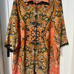 Natural Life  Floral Boho 3/4 Sleeve Button Front Rayon Tunic Shirt Dress Size XL Photo 0