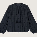 Ba&sh  Openwork‎ Ravel Puff Sleeve Linen Blend Blouse Photo 0
