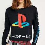 PlayStation Long Sleeve Shirt Multicolor Logo Japanese letters crop y2k vintage Photo 1