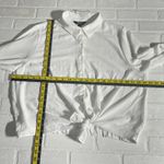 Vera Wang Simply  Blouse Top Womens XL White Roll Tab Button Up Tie Front Shirt Photo 1