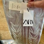 ZARA Women’s Leather Pointed Toe Cowboy Boots Silver Size 6 NWT Photo 4
