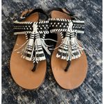 Vince Camuto  Sandals Rebeka Black/White Leather Tassel Slingback Women’s 10M EUC Photo 1