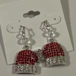 NWT Festive Red and Silver Rhinestone Santa Hat Earrings Photo 0