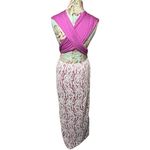 Womens Boho Convertible Maxi Wrap Dress sz Small Lace Overlay Purple White Sexy Photo 3