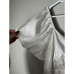 Lulus  White Floral Jacquard Puff Sleeve Sweetheart Neckline Mini Dress Size L Photo 4