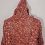 HYFVE  Coral Red Chunky Knit Cropped Sweater Hoodie Size Small Oversized Pullover Photo 5