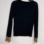 J.Crew Black Merino Wool Pullover Sweater Animal Print Cuffs Womens S Fall Photo 7