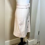 Anthropologie NWT  Belted Button-Front Slit Skirt  Linen Blend Midi Pink Rose~0💛 Photo 5