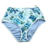 Aerie Bikini Bottom High Waist Full Coverage Floral Blue Green M Photo 0