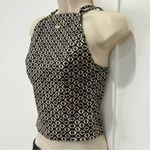 Nicholas Crop Halter Top Size 0 Lace Up Black Geometric Print Chic Party Minimal Photo 2
