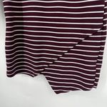 Iris  Ponte Knit Shirt Dress Maroon White Stripe Long Sleeve Asymmetric Hem XL Photo 3