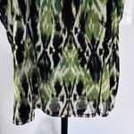 Apt. 9  Size 2X square-neck blouse ikat abstract green, black, beaded neckline Photo 2