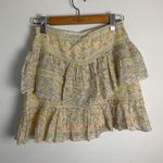 Love Sam Boho Ruffle Yellow Floral Mini Skirt Sz Small Photo 3