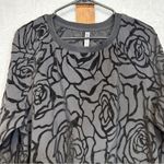 Fabletics  Lola Back at it‎ Black Rose Print Flock Long Sleeve Top Size M Photo 3
